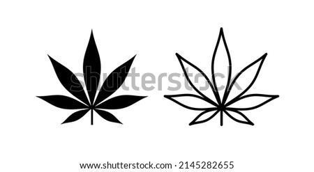 Marijuana leaf icon. Symbol of smoking herb or treatment. Isolated vector illustration on a white background.