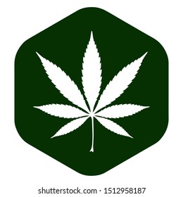 Marijuana leaf icon. Vector illustration of cannabis isolated on white background. Plant symbol for design and web.