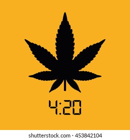 Marijuana leaf icon. Yellow background