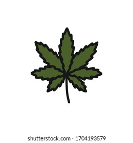 marijuana leaf indica doodle icon, vector illustration