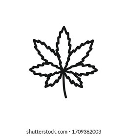 ícono de doodle indica de hoja de marihuana, ilustración vectorial