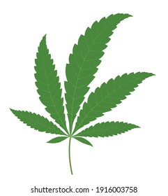 Marihuana-Blatt einzeln auf weißem Hintergrund. Cannabis hinterlässt Vektorgrafik.