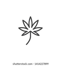 Marijuana leaf line icon. linear style sign for mobile concept and web design. Cannabis leaf outline vector icon. Symbol, logo illustration. Vector graphics