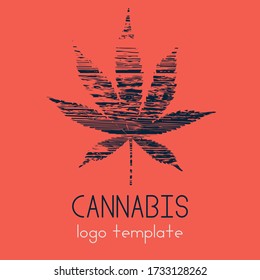 Logo de la hoja de marihuana. Hoja de cannabis de estilo moderno sencillo. El uso de la marihuana con fines medicinales. Legalizar la marihuana. Ilustración de vectores.