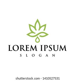 marijuana leaf logo design concept line