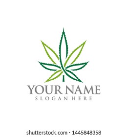 Marijuana leaf logo design template vector illustration