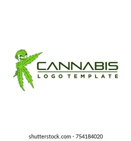 marijuana leaf mascot logo template