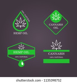 Marijuana leaf. Medical cannabis. Hemp oil. Cannabis shop. Icon product label and logo graphic template. Isolated vector illustration