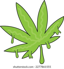 Marijuana Leaf Melt Hand Draw Vector Art