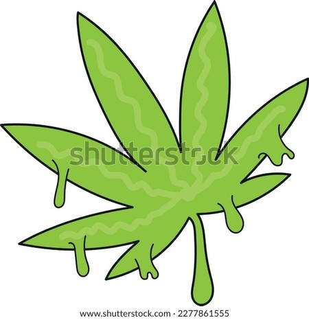 Marijuana Leaf Melt Hand Draw Vector Art