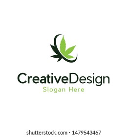 Marijuana Leaf Naturally Creative Logo