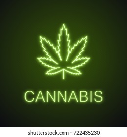 Marijuana Leaf Neon Light Icon. Weed Glowing Sign. Cannabis. Vector Isolated Illustration