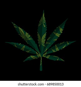 Marijuana leaf on black
