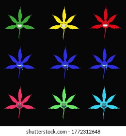 Hoja de marihuana sobre fondo negro