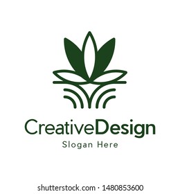 Marijuana Leaf Outline Creative Nature Logo 