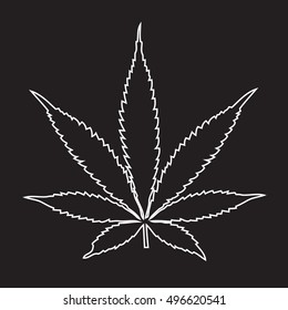 Marijuana Leaf Outline, Weed Vector Illustration Icon.