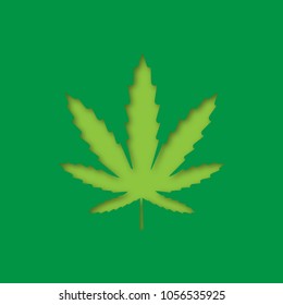 Marijuana leaf paper cut out icon. Cannabis, ganja. Vector silhouette isolated illustration