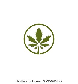Marihuana Blatt Pflanze Logo in Kreisform in flachem Design
