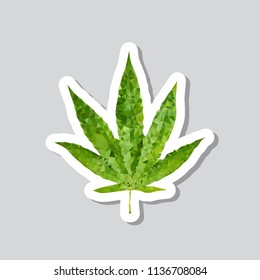 marijuana leaf polygonal sticker icon