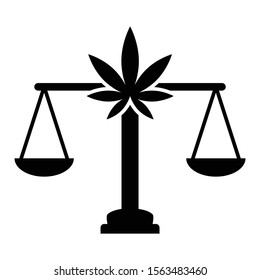 Marijuana Leaf with Scale Balnace Design Vector Icon design