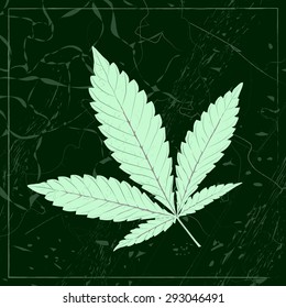 Marijuana leaf and scratches in abstract style