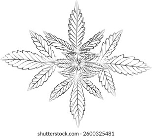 marijuana leaf seen from above outline vector