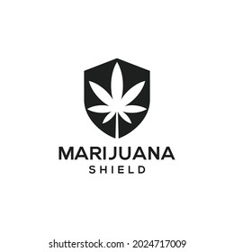 MARIJUANA LEAF CON PLANTILLA DE VECTOR DE LOGOTIPO EN BLANCO Y NEGRO PARA EMPRESAS O NEGOCIOS MÉDICOS