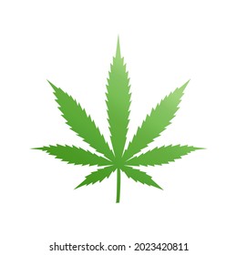 Gradiente verde del signo de la hoja de marihuana. Aislado sobre un fondo blanco. Ilustración vectorial eps 10.