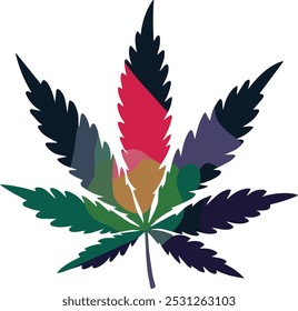 Ilustración vectorial de silueta de hoja de marihuana