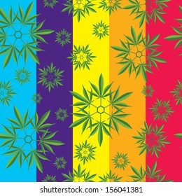 Marijuana leaf snowflake symbol seamless pattern vector illustration