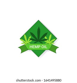marijuana leaf sticker cbd oil label hemp ganja cannabis weed badge medical pharmaceutical industry business company logo design flat vector illustration