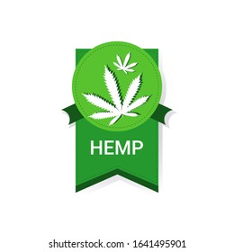 marijuana leaf sticker cbd oil label hemp ganja cannabis weed badge medical pharmaceutical industry business company logo design flat vector illustration