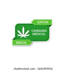 marijuana leaf sticker cbd oil label hemp ganja cannabis weed badge medical pharmaceutical industry business company logo design flat vector illustration