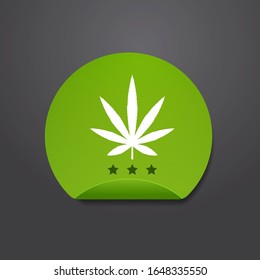 marijuana leaf sticker cbd oil label thc free icon hemp extract emblem ganja cannabis weed badge logo design flat vector illustration