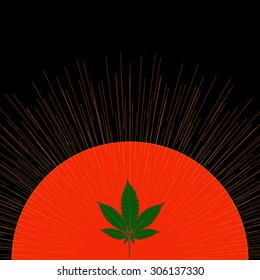 Marijuana leaf and the Sun in abstract style