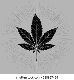 Marijuana leaf and the Sun in abstract style