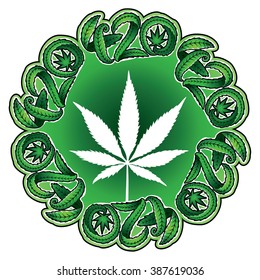 Marijuana leaf symbol stamps vector illustration