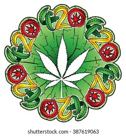 Marijuana leaf symbol stamps vector illustration