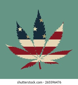 Marijuana leaf with the USA flag colors vector illustration