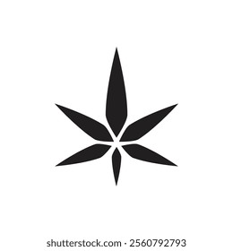 Marijuana leaf vector black symbol on white background for commercial business medical cannabis health services website 
