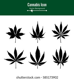 Marijuana Leaf Vector. Green Hemp Cannabis Sativa or Cannabis Indica Marijuana Leaf Isolated On White Background. Medical Plant