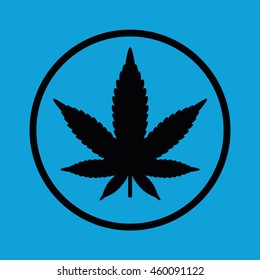 Icono vector hoja de marihuana.Fondo azul