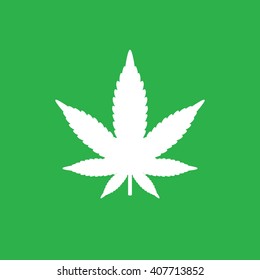 Marijuana leaf vector icon. Green background