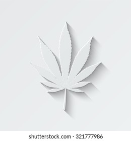 marijuana leaf vector icon - paper illustration