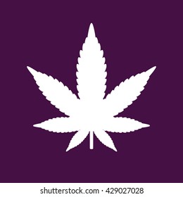 Marijuana Leaf Vector Icon. Purple Background