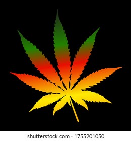 Marijuana Leaf Vector With Rastafarian Colors