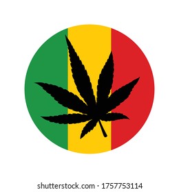 Marijuana leaf vector with Rastafarian colors logo 