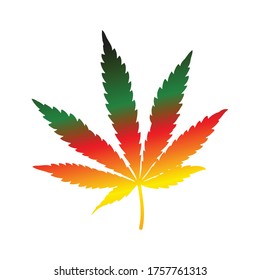 Vector de hoja de marihuana con colores rastafari fondo blanco