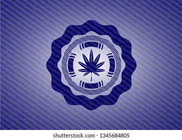 marijuana leaf, weed icon with denim texture