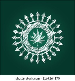 marijuana leaf, weed icon drawn with chalkboard texture